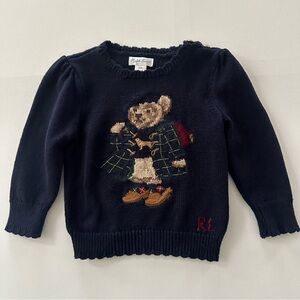 Ralph Lauren 24 Months Baby Girl Polo Bear Sweater Dark Blue